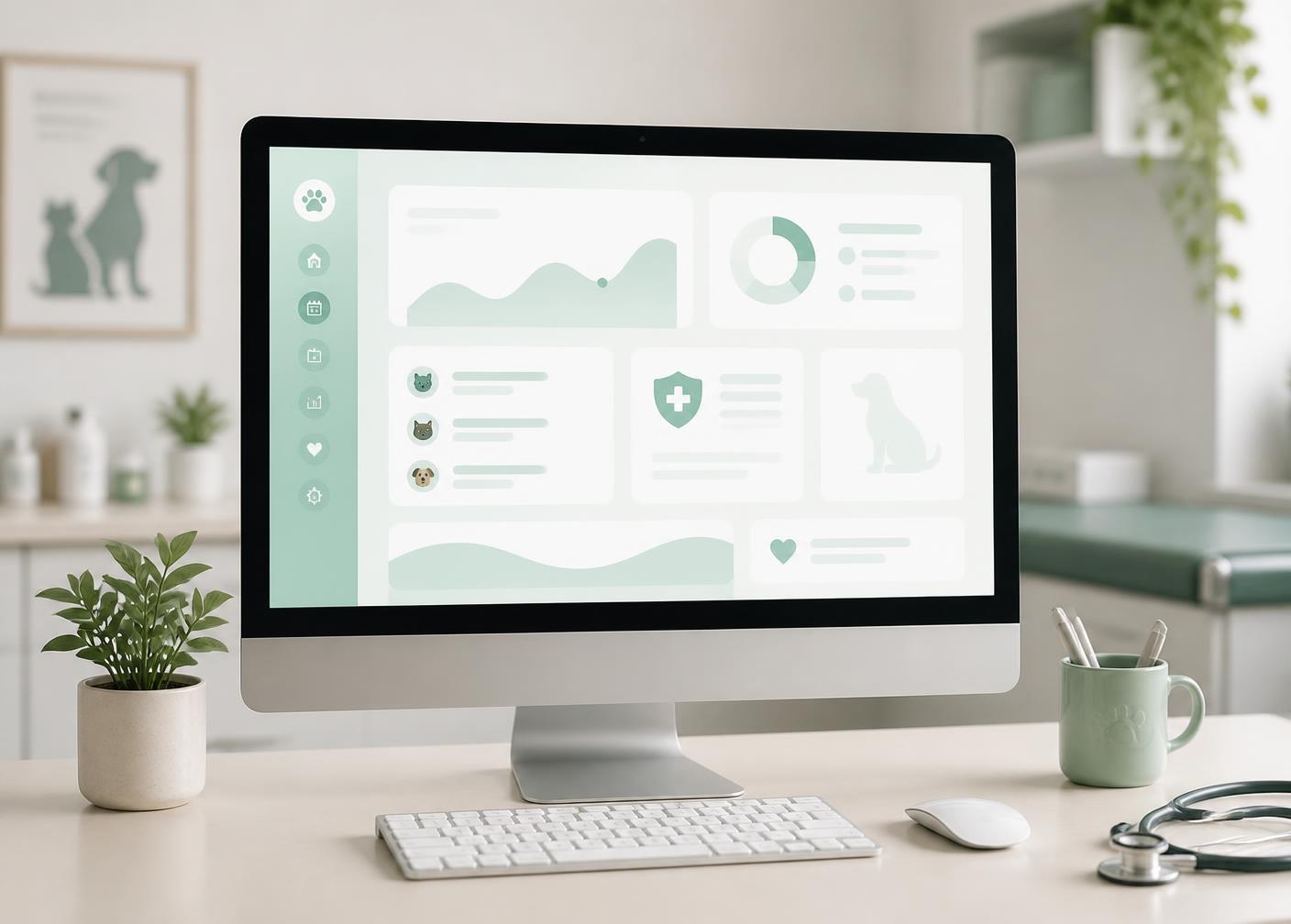 Vista conceptual del futuro área privada de OncoKare en la pantalla de un ordenador